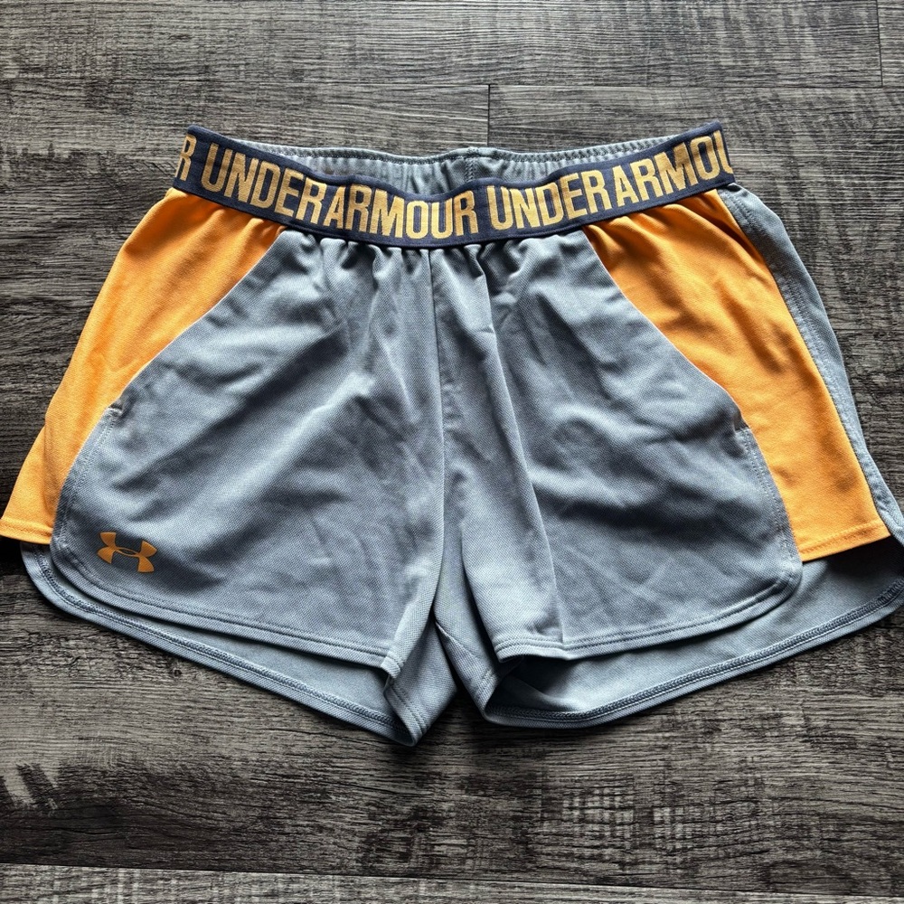 Women’s Under Armour Athletic Loose Fit Shorts - Grey and Orange - Size Small
